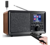 Wholede Radio DAB con Bluetooth, Radios DAB+/FM con Telecomando, Radios Digitale in Legno Retrò, Radio da Cucina, Radio Sveglia con Doppio Allarme e porta USB/AUX