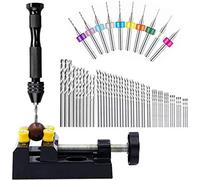 WholeFire 60 Pezzi Mini Trapano a Mano, Punte da 0,3 a 1,2mm e Punte Elicoidali da 0,5 a 3,0 con Morsa di Precisione per Legno, Gioielli, Plastica, ecc.