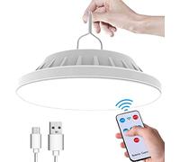 WholeFire Lampadina da Lavoro Sospensione, Lampada da Campeggio Solare USB Ricaricabile con Telecomando, Lampada da Esterno IPX7 Impermeabile Luce Esterna Portatile da Campeggio Giardino Barbecue