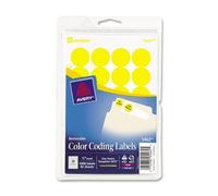 Wholesale case of 25 - Avery Print or Write Round color-coding labels-removable Labels, 3/10,2 cm Round, 1008/PK, giallo