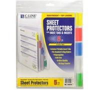 Wholesale case of 25 - c-line top Loading Sheet Protectors W/Tab inserts-top Load Sheet Protector, 5 Tab, 8 - 1/5,1 x 27,9 cm colori assortiti