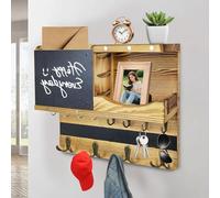 Wholesoukyii Portachiavi da Parete in Legno con Vano Portaoggetti, 8 Ganci e 4 Ganci Doppi, con Bacheca, Portachiavi Moderno, Adatto per Chiavi, Cappelli, Vestiti, Borse (37 × 28.5 cm)