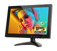 WHOLEV - Monitor CCTV IPS LCD HDMI 10,1 Pollici Ampio Angolo di Visuale con AV/VGA/HDMI/BNC/AUX/porte Audio Integrato, Per la Sicurezza della Casa, Telecamera CCTV IP, Schermo del PC