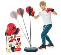 Whoobli Sacco da boxe per bambini e bambini, con guantoni da boxe, regolabile da 3 a 10 anni, con supporto, giocattolo sportivo per ragazzi, ideale come regalo di Natale e compleanno per bambini