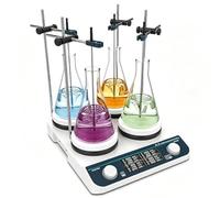 WHOOLEFUN Agitatore Magnetico Multiposizione con Piastra Riscaldante, Miscelatore Multipiastra Ad Alta Temperatura 310℃, capacità 2l*4, velocità 50-1500 Giri/min E Timer da 1 Minuto A 24 Ore, per