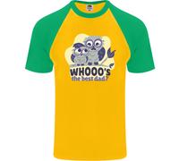 Whoos The Best Papà Divertente Festa Del Papà Gufo DA UOMO S/S Baseball T-Shirt