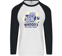 Whoos The Best Papà Divertente Festa Del Papà Gufo Uomo L/S Baseball T-Shirt