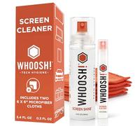 WHOOSH! Screen Shine Duo Kit Pulizia Telefono - 8 ml + 100 ml Bottiglie Anti-Perdita, 2 Panni Microfibra - Spray Pulizia Schermo Per Laptop, Occhiali E MacBook - Rimozione Impronte