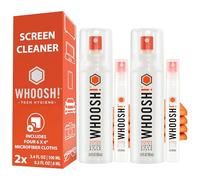 WHOOSH! Spray e panno per lo schermo del computer portatile [Set di 2] - 3,4 + 0,3 FL oz + 2 panni in microfibra - Duo with Large & Travel Size Bottles for Eyeglass Cleaner & Car Screen Cleaner Kit di