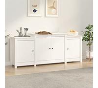 WHOPBXGAD Armadio portaoggetti Armadio portaoggettiCredenza Bianca 164x37x68 cm in Legno Massello di PinoAdatto al soggiorno