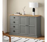 WHOPBXGAD Armadio portaoggetti Armadio portaoggettiCredenza Cassetti VIGO 113x40x75 cm Legno Massello Pino GrigioAdatto al soggiorno