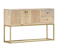 WHOPBXGAD Armadio portaoggetti Armadio portaoggettiCredenza Oro 120x30x75 cm Legno Massello di MangoAdatto al soggiorno