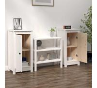 WHOPBXGAD Armadio portaoggetti Armadio portaoggettiCredenze 2 pz Bianche 39x35x80 cm in Legno Massello di PinoAdatto al soggiorno