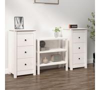 WHOPBXGAD Armadio portaoggetti Armadio portaoggettiCredenze 2 pz Bianche 40x35x80 cm in Legno Massello di PinoAdatto al soggiorno