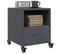 WHOPBXGAD Comodini 2 pz Antracite Steel Nightstands with Wheels and Drawer, Modern Bedside Tables 36x39x43.5 cm for Living Room Bedroom Storage Organization