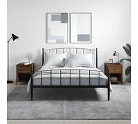 WHOPBXGAD Comodini 2 pz Brown Oak Nightstand Set with Storage Shelf, Compact Bedside Table for Bedroom Living Room, Engineered Wood with Metal Frame 40x42x50cm