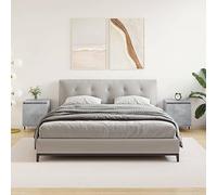 WHOPBXGAD Comodini 2 pz Grigio Cemento 40x30x50 cm in Legno Multistrato Nightstand Set with Storage Shelf Modern Bedside Table for Bedroom Living Room