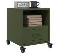 WHOPBXGAD Comodini 2 pz Olive Green Steel Nightstands with Wheels, 36x39x43.5 cm Bedside Tables with Drawer for Living Room Bedroom Storage Organization