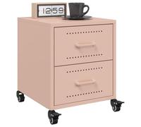 WHOPBXGAD Comodini 2 pz Rosa 36x39x43,5 cm in Acciaio with Wheels and Handles, Modern Nightstand with 2 Drawers for Bedroom Living Room, Cold Rolled Steel Furniture Storage Organizer