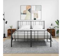 WHOPBXGAD Comodini 2 pz Rovere Fumo 40x35x47,5 cm in Legno Multistrato Modern Bedside Tables with Drawers and Metal Legs for Bedroom and Living Room Storage Furniture