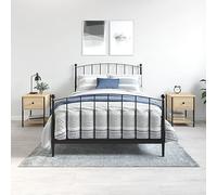 WHOPBXGAD Comodini 2 pz Rovere Sonoma 34x35,5x45 cm in Legno Multistrato Nightstand Set with Adjustable Feet, Modern Bedroom Furniture with Metal Frame and Storage Space