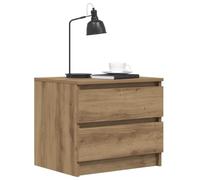 WHOPBXGAD Comodini 2pz Industrial Style Nightstands with 2 Drawers, Handcrafted Oak Finish Multilayer Wood 50x40x43.5 cm, Modern Bedside Table for Living Room and Bedroom Storage