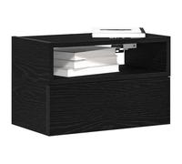 WHOPBXGAD Comodini a Muro 2 pz Nero 45x26x28,5 cm Wall Mounted Nightstand with Drawer Modern Bedside Storage Cabinet for Small Spaces