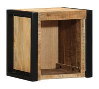 WHOPBXGAD Comodino 40x35x40 cm in Legno Grezzo Massello di Mango Wall Mounted Bedside Table with Storage Shelf for Bedroom Living Room Modern Furniture