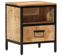 WHOPBXGAD Comodino 40x35x50 cm Solid Mango Wood Nightstand with Iron Frame, Modern Bedside Table for Bedroom Living Room Storage Organizer