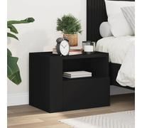 WHOPBXGAD Comodino a Muro Nero 45x30x35 cm Wall Mounted Nightstand with Drawer, Modern Bedside Table for Bedroom Living Room Storage, Composite Wood Floating Shelf