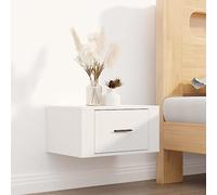 WHOPBXGAD Comodino a Parete Bianco 50x36x25 cm Wall Mounted Nightstand with Storage Shelf Modern Bedside Table for Small Spaces Living Room Bedroom