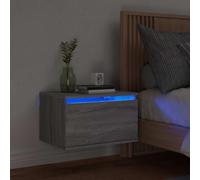 WHOPBXGAD Comodino a Parete con Luci LED Grigio Sonoma Modern Wall Mounted Nightstand with RGB Lighting Multifunctional Bedroom Furniture Space Saving Design