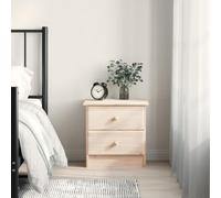 WHOPBXGAD Comodino ALTA 41x35x41 cm Pine Wood Nightstand with 2 Drawers, Rustic Bedroom Furniture for Modern Home Decor, Unfinished Solid Wood Side Table