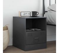 WHOPBXGAD Comodino Antracite Steel Nightstand with Drawer 34.5x39x44 cm Modern Bedside Table for Bedroom Living Room Storage Cabinet Cold Rolled Steel Furniture