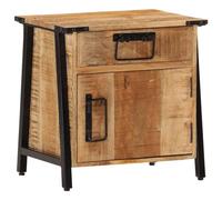 WHOPBXGAD Comodino Bedside Table 40x30x42 cm Solid Mango Wood with Iron Frame, Modern Nightstand for Bedroom Living Room Storage, Unique Wood Grain Design