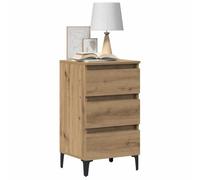 WHOPBXGAD Comodino Bedside Table with Metal Legs Rustic Oak Finish 40x35x69 cm Storage Cabinet for Bedroom Living Room Modern Nightstand with Drawer