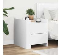 WHOPBXGAD Comodino Bianco Nightstand with 2 Drawers, 45x50x50 cm Multilayer Wood Bedside Table, Modern Bedroom Furniture with Wall Mount Kit, White Storage Cabinet for Living Room and Bedroom Decor
