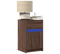WHOPBXGAD Comodino con Luci LED RGB Multistrato Rovere Marrone, Moderno Tavolino Notte Camera da Letto e Soggiorno, Design Elegante con Ampio Cassetto e Luci Regolabili, Facile Manutenzione