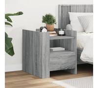 WHOPBXGAD Comodino Grigio Sonoma Nightstand with Drawer 45x50x50 cm, Modern Bedside Table for Bedroom Living Room, Sturdy Composite Wood Storage Cabinet