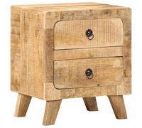 WHOPBXGAD Comodino Mango Wood Nightstand 40x32x46 cm Solid Raw Wood Bedside Table with Storage Shelf for Bedroom Living Room Modern Furniture