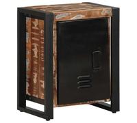 WHOPBXGAD Comodino Multicolore 40x30x51 cm Recycled Solid Wood Nightstand with Iron Legs, Spacious Storage Shelf for Bedroom Decor, Vintage Bedside Table with Wall Mounting Kit