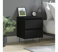 WHOPBXGAD Comodino Nero 40x35x50 cm Modern Nightstand with 2 Drawers, Engineered Wood Bedside Table for Living Room and Bedroom Storage, Easy Assembly Multilayer Plywood Furniture