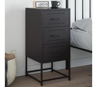 WHOPBXGAD Comodino Nero Acciaio Industriale 36x39x78 cm con Ripiano Espositivo, Mobile Notte Moderno per Camera da Letto e Soggiorno, Design Stabile e Multifunzionale