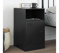 WHOPBXGAD Comodino Nero Moderno Nightstand Steel Bedside Table with Storage Shelf 34.5x39x62 cm Cold Rolled Metal Cabinet for Living Room Bedroom