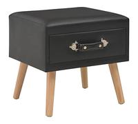 WHOPBXGAD Comodino Nero Nightstand with Drawer, 40x35x40 cm Similpelle Pine Wood Bedside Table, Modern Black Storage Cabinet for Bedroom Living Room, Multi-Functional Ottoman Dresser