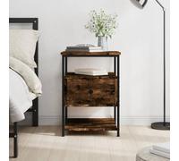 WHOPBXGAD Comodino Rovere Fumo 40x42x56 cm Legno Multistrato Nightstand with Adjustable Feet and Wall Fixing Device, Modern Bedroom Furniture with Spacious Storage and Display Surface