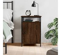 WHOPBXGAD Comodino Rovere Marrone 40x42x60 cm Multilayer Wood Nightstand with Storage Shelf, Modern Bedside Table for Bedroom Living Room, Adjustable Feet, Brown Oak Finish