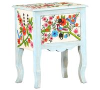 WHOPBXGAD Hand Painted Mango Wood Nightstand 40x30x50 cm with 2 Drawers, Colorful Bedroom Furniture, Tropical Solid Wood Side Table for Living Room Decor