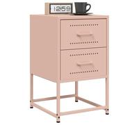 WHOPBXGAD Industrial Design Steel Nightstands Set of 2 Pink 36x39x60.5 cm with Storage Space, Modern Bedside Table for Bedroom and Living Room, Easy Assembly