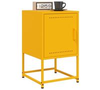 WHOPBXGAD Industrial Steel Nightstand Set of 2 Mustard Yellow Bedside Tables 36x39x60.5 cm with Storage Shelf for Living Room Bedroom Modern Furniture